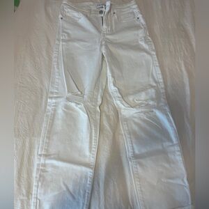 White FRAYED JEANS high rise straight